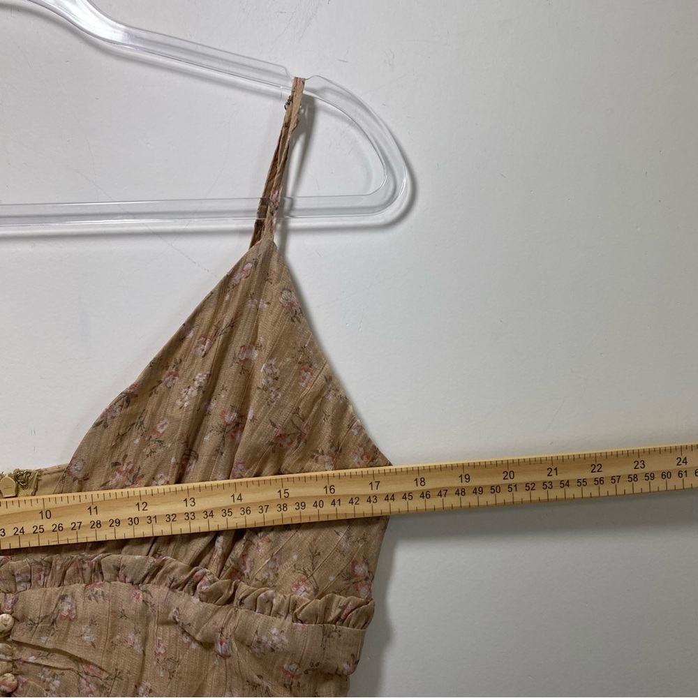 Storia Cottagecore Dainty Midi‎ Floral Boho Strappy Tiered Midi Dress L Tan New - Picture 7 of 8